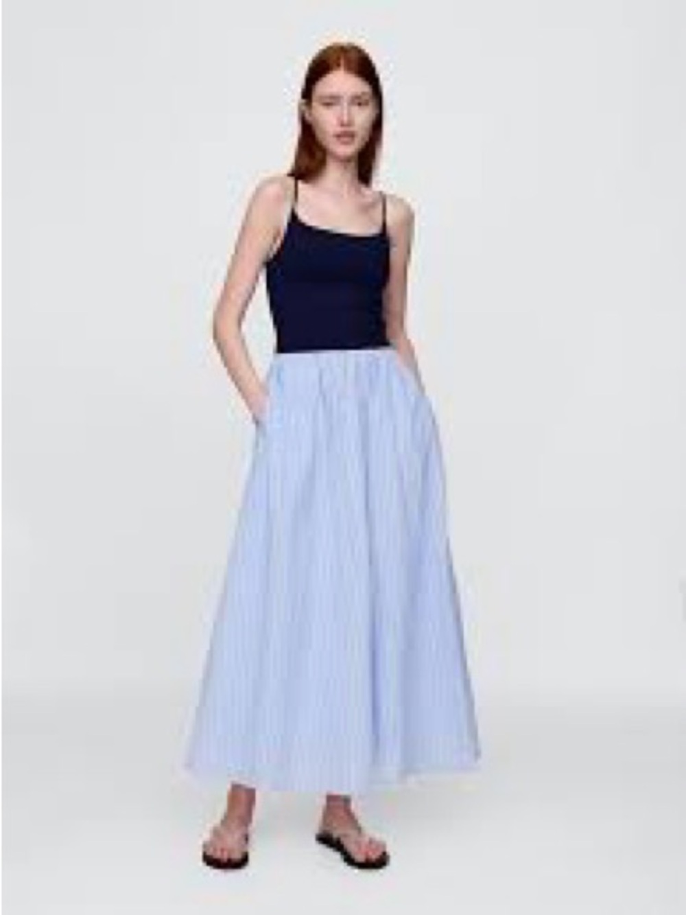 GAP Light Blue Striped Maxi Skirt